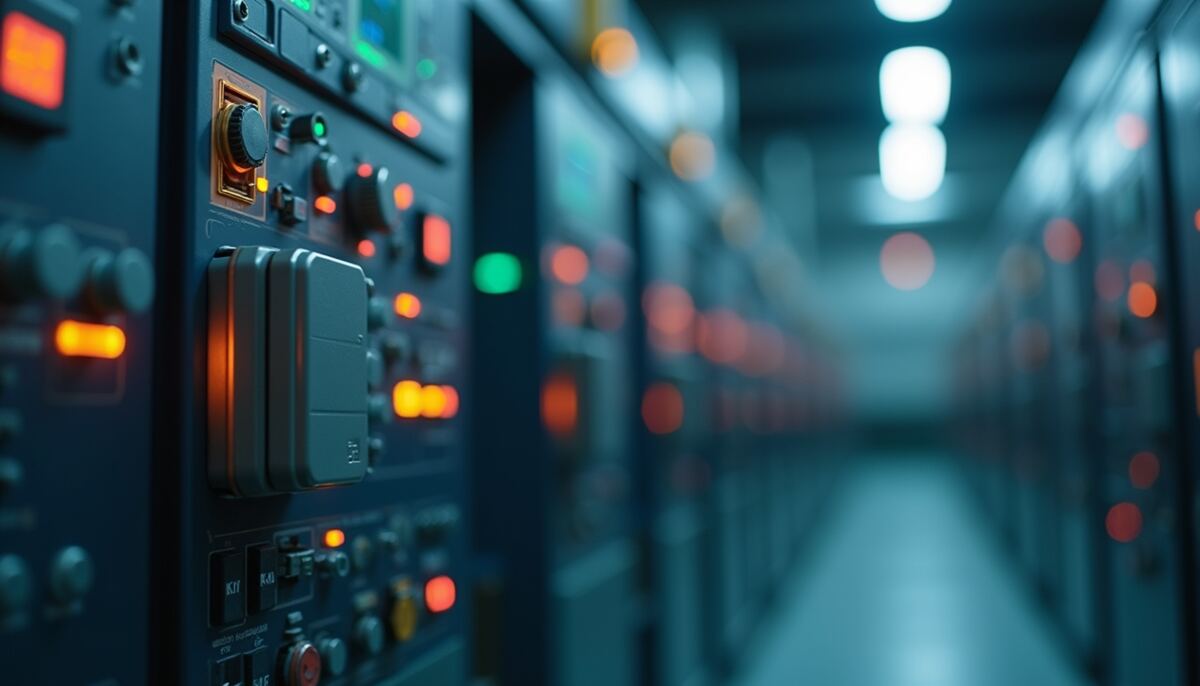 Close-up view of IoT sensors installed on industrial equipment