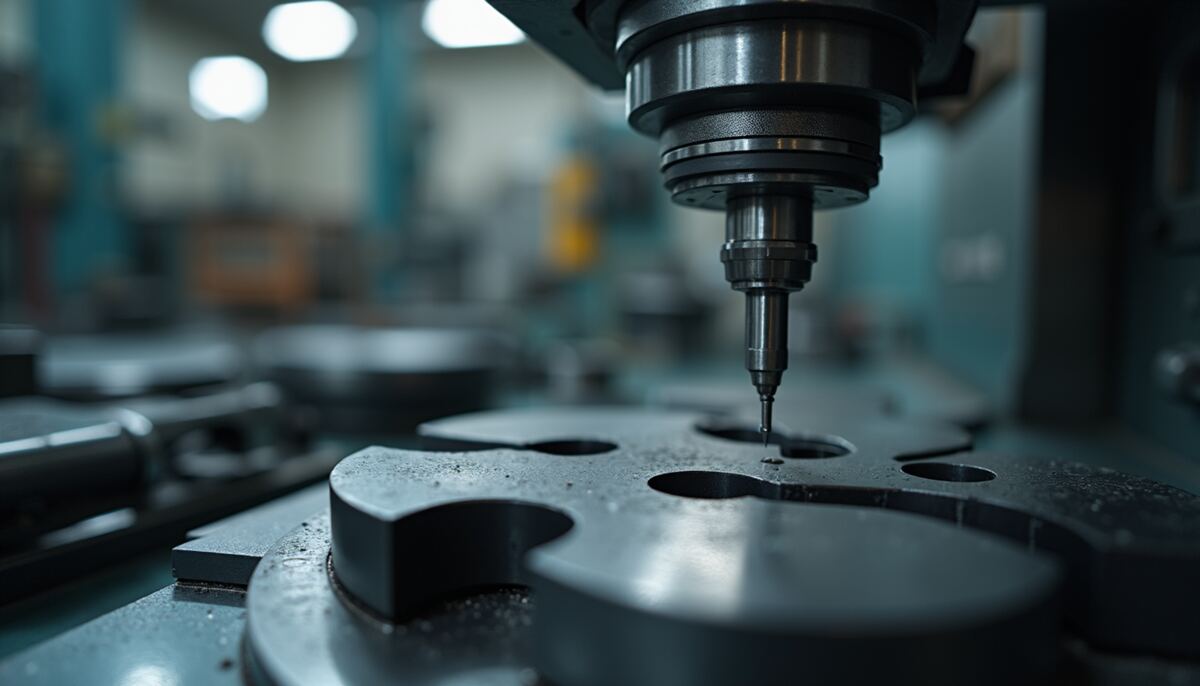 Eye-level view of a precision workshop showcasing various machining tools