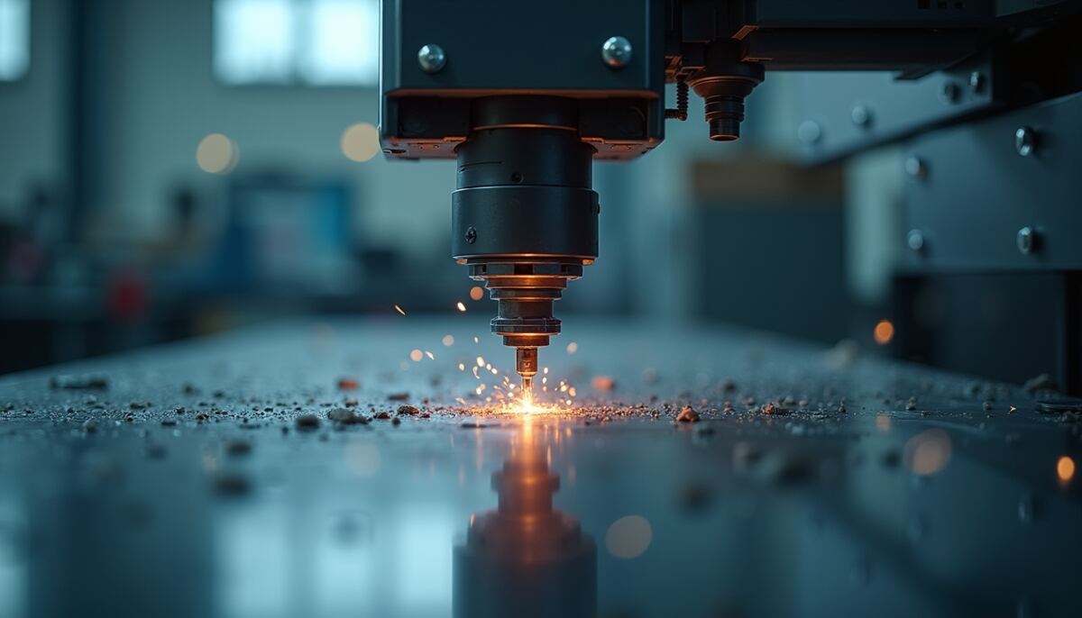 Eye-level view of a CNC machine in operation