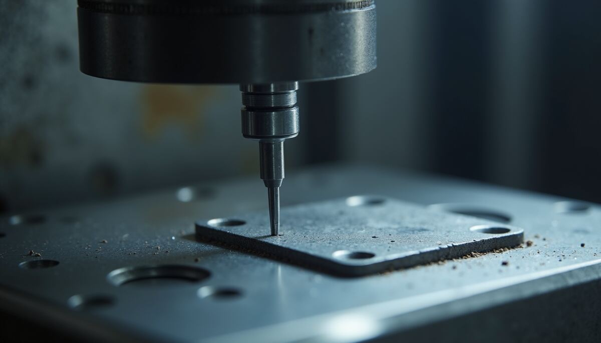 Close-up view of a precision machining tool on a metal surface